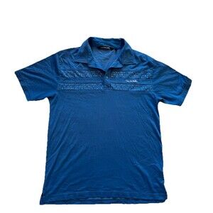 Travis Mathew Mens Golf Polo Size Large Mood Lighting Total Eclipse Blue Shirt